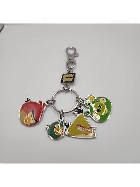 Angry Birds Charm Keychain Metal Keyring Keytag Bag Tag Yellow Crown Clip Gift